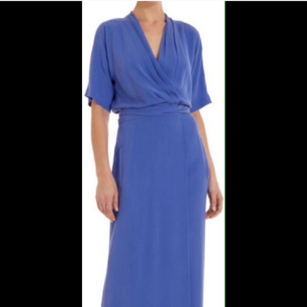 Diane Von Furstenberg Glennis 100% Silk Wrap Maxi Dress In Cornflower Blue